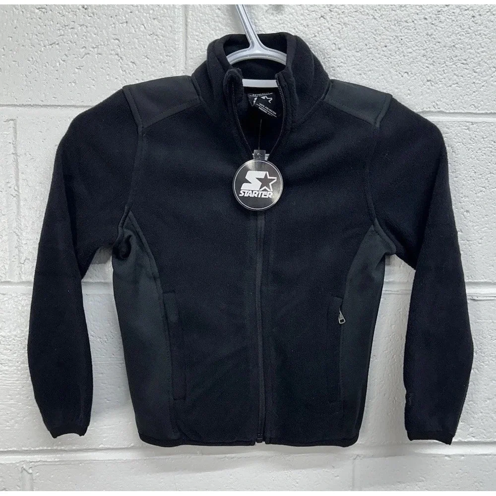 NWT Starter Black Micro Fleece Zip‎ Jacket / Kids Size XS